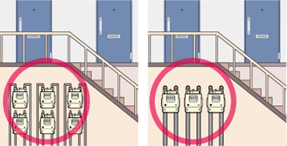 屋外に複数並べて
