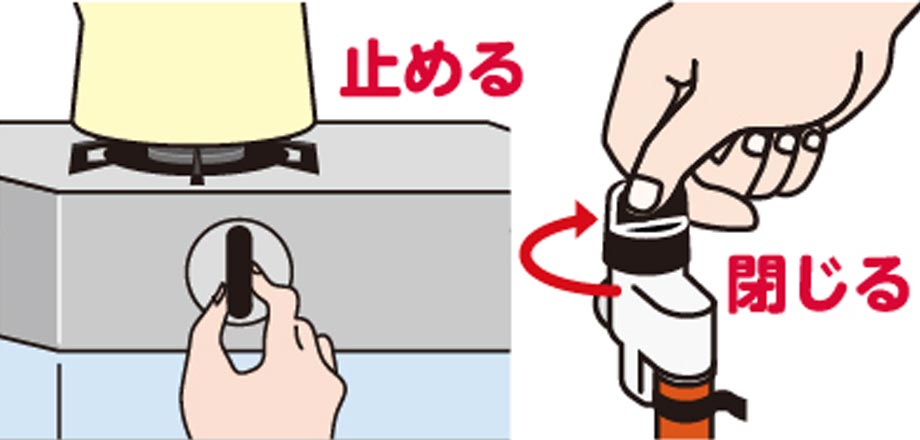 ガス栓を閉じる